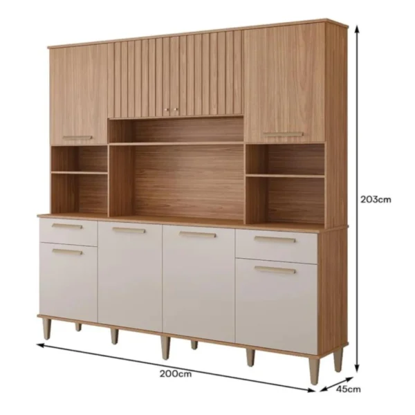 KIT LIVIA 2MT 8 PORTAS 2GAVETAS MGM - Imagem 4