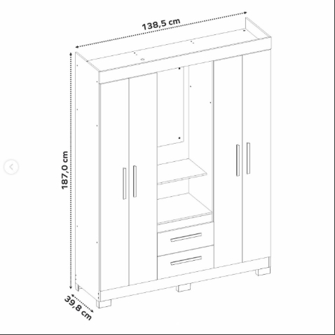 GUARDA ROUPA 04 PORTAS NT 6055 NOTAVEL - Imagem 4