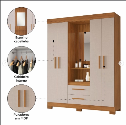 GUARDA ROUPA 04 PORTAS NT 6055 NOTAVEL - Imagem 2